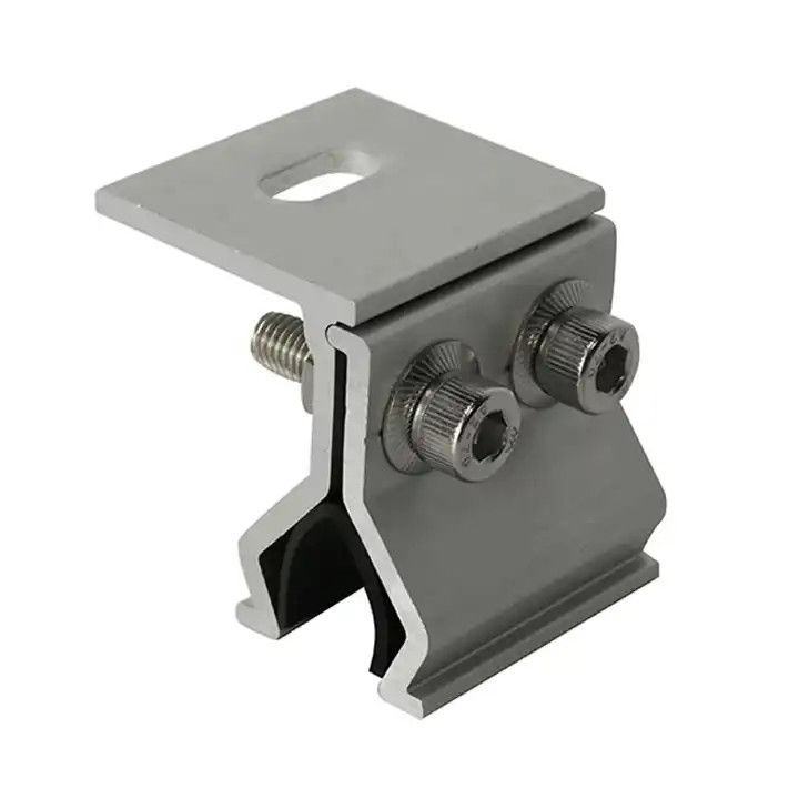 Metal çatı güneş paneli alüminyum armatür PV çatı kurulum seti Çinli üreticiden dikey dikişli çatı armatürü